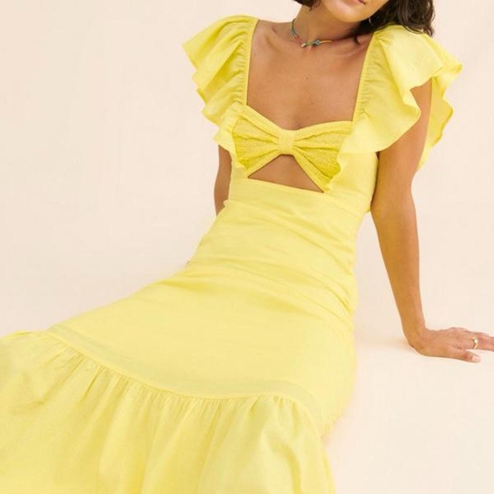 FARM Rio Yellow Maxi Dress with Ruffle Details - Picture 4 of 4